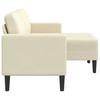 2 Seater L Shaped Sofa with Chaise Longue Cream 125 cm Artificial Leather