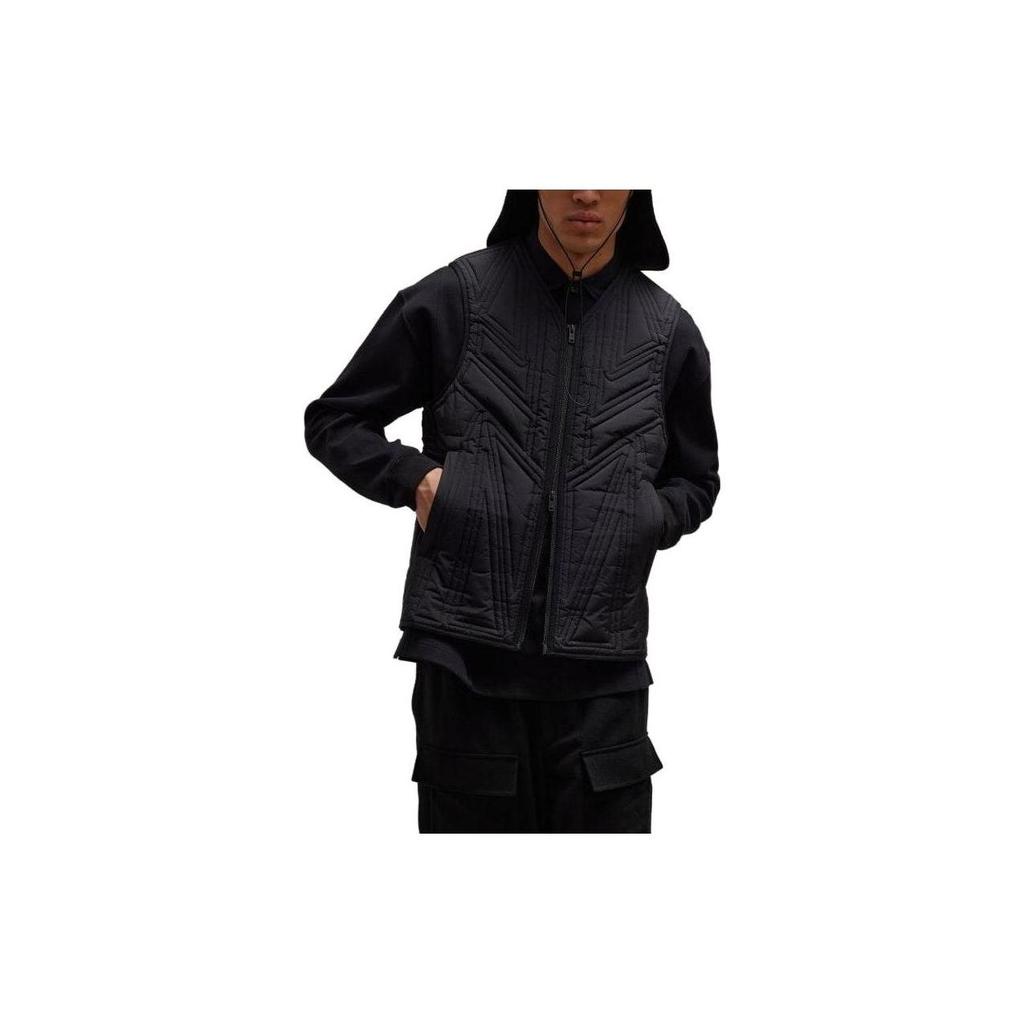 Y-3 Solid Color V-Neck Zipper Fitted Sleeveless Vest Men Vests Black IL2071