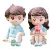 2Pcs Adorable Cartoon Couple Ornaments Figurines Lovely Resin Miniatures for Fairy Gardens Dollhouses Plant Decor