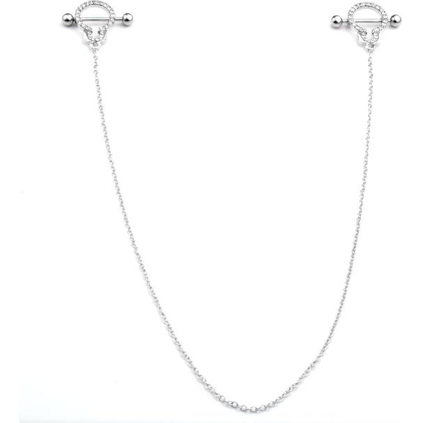 PiercingJ 2-10 шт. 14G Кольца для пирсинга сосков из нержавеющей стали Кольцо-щит для пирсинга сосков Пирсинг сосков с цепочкой Пирсинг сосков Штанги с шариками Серебристый Золотой тон