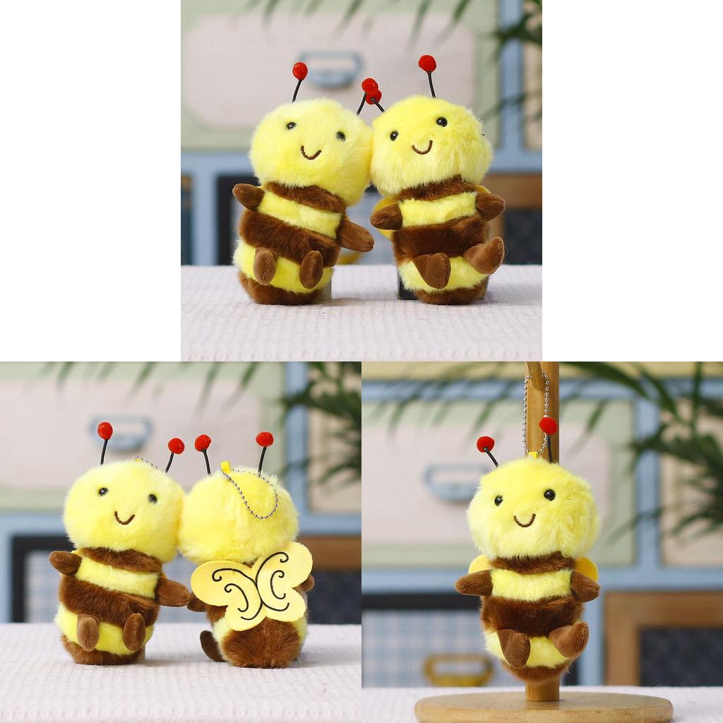 Plush Bee Keychain Toy With Pp Cotton Filling For Gifts And Bag Decorations