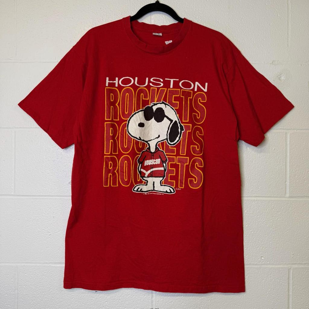 90s Houston Rockets Snoopy Peanuts T shirt Sz XL (B2568)