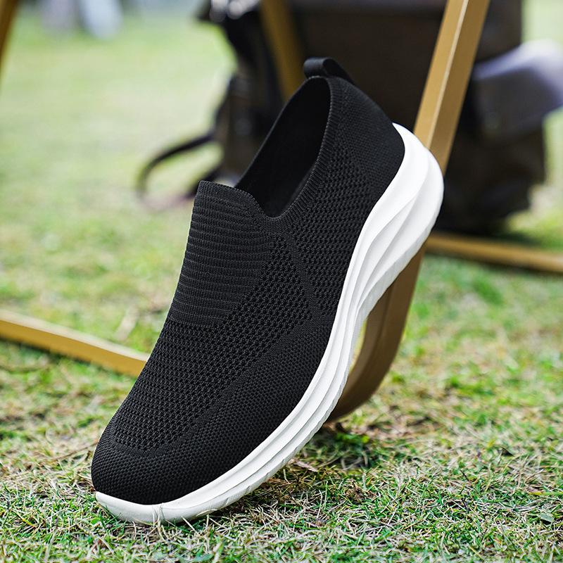 Мужские кроссовки из летящего трикотажа, большого размера, всесезонные, летние дышащие повседневные кроссовки на одной педали