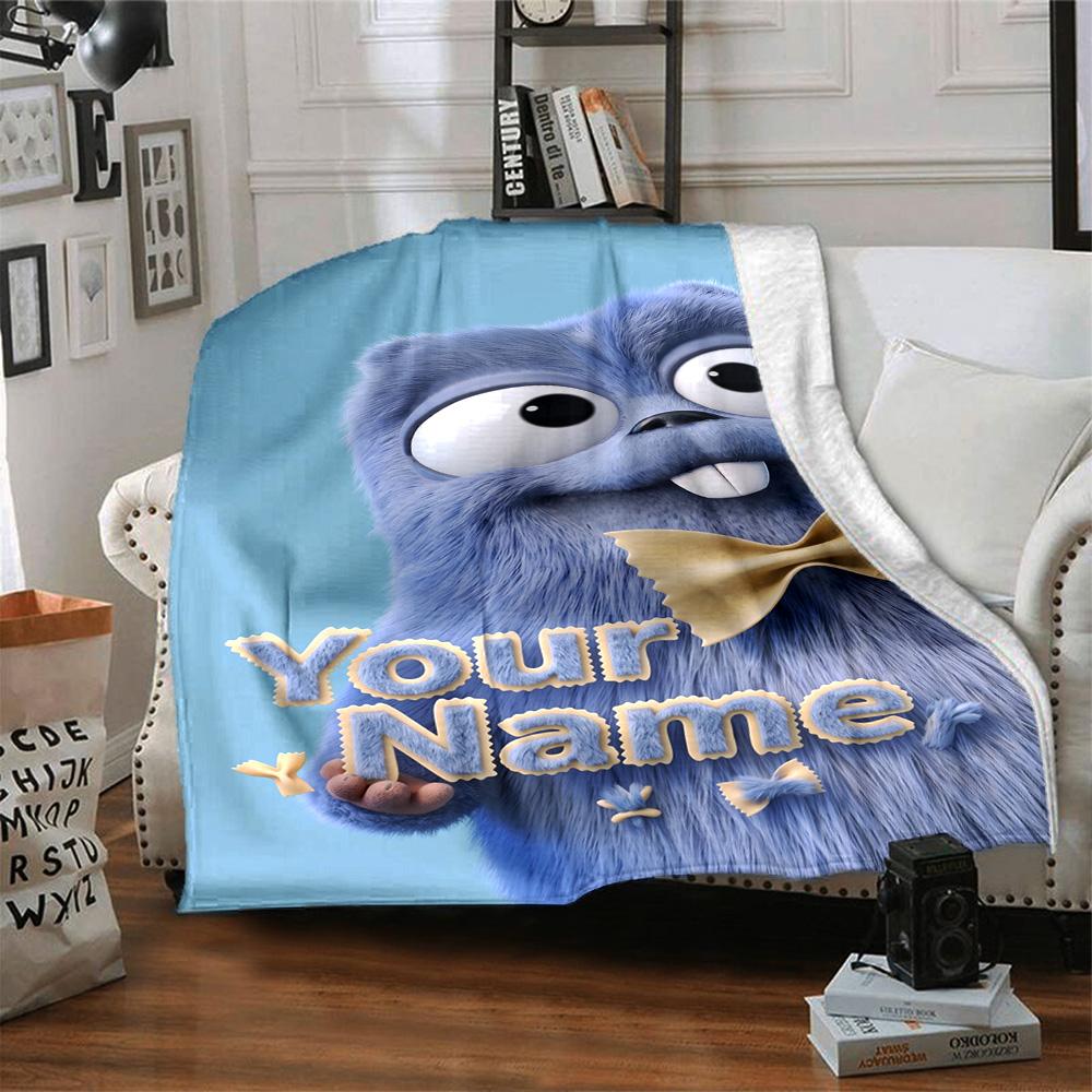 Grizzy & Lemmings Customize Your Name Blanket Lightweight Personalized Blanket Warmthful Decor Perfect for Office Chair Home Decor Couch Seaside