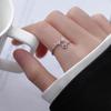 Серебряные полые пятиконечные звездные кольца для женщин в корейском стиле, регулируемое кольцо на палец, инкрустированное цирконием, свадебные украшения