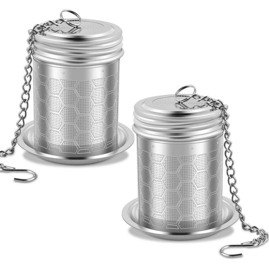 2/4 шт. Чайное ситечко из нержавеющей стали, многоразовый сетчатый фильтр с поддонами, крючок-цепочка, ситечко-инфузор для чайных листьев, кухонные аксессуары