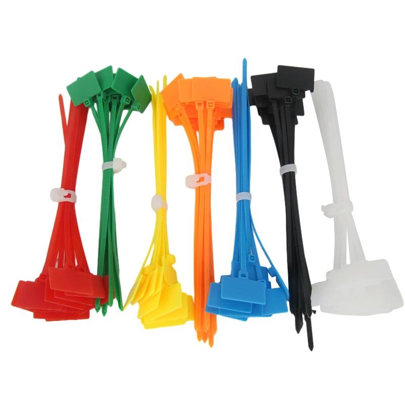 100 шт. Легко маркируемые нейлоновые кабельные стяжки 4*150 мм, бирки, пластиковые петлевые стяжки, маркеры, кабельные бирки, самозатягивающиеся хомуты