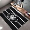 Black Striped Carpet with Emblem suitable as a non-slip mat for the living room or bedroom sofa