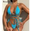 Bling Rhinestones Wrap Around Halter Bikini Female Swimsuit Women Swimwear Two-pieces Bikini Set Bather Bathing Suit Swim