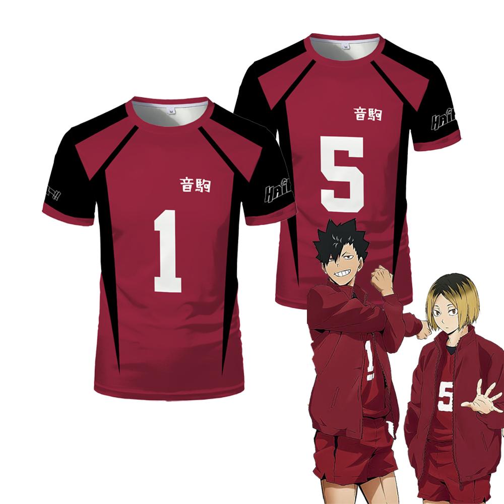 Футболка с изображением аниме Haikyuu Nekoma, джерси, униформа, Kozume Tetsurou Kuroo, костюм для косплея, школьный волейбольный клуб, мужская спортивная одежда, футболка