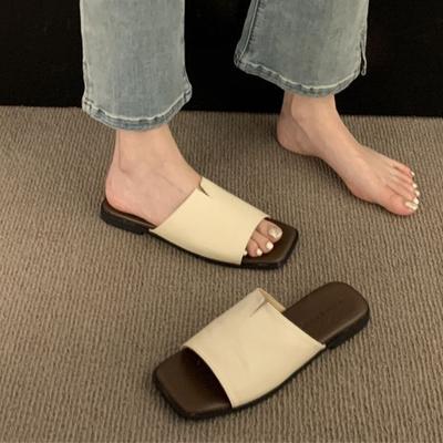 Корейская версия ретро-тапочек женская летняя обувь 2025 новая нежная фея морской пляжный отпуск однословные туфли на плоской подошве