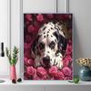 Dalmatian and roses Pattern  3pcs 100% Round Full Drill 5D DIY Diamond Painting Embroidery Cross Stitch Rhinestone Décor