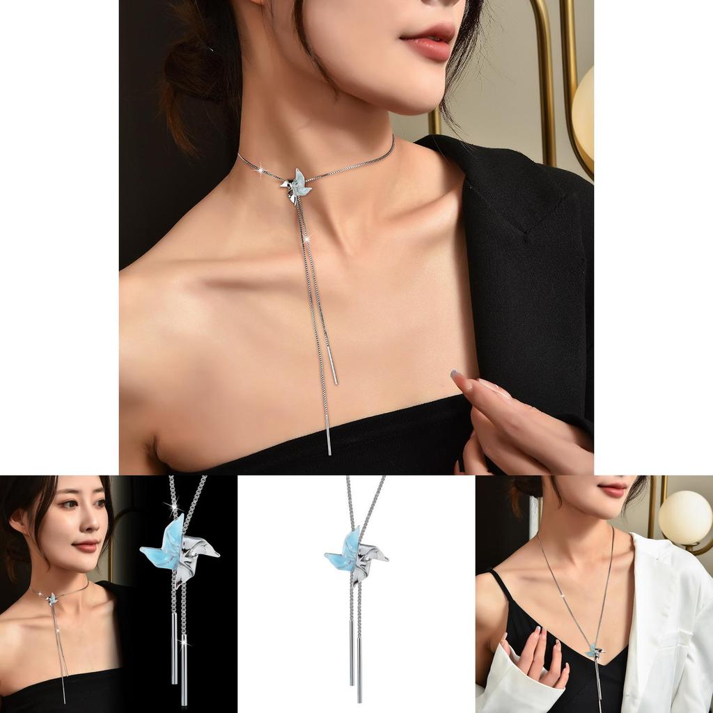 Stylish Fall Winter Windmill Sweater Necklace With Premium Gold Plating For Women