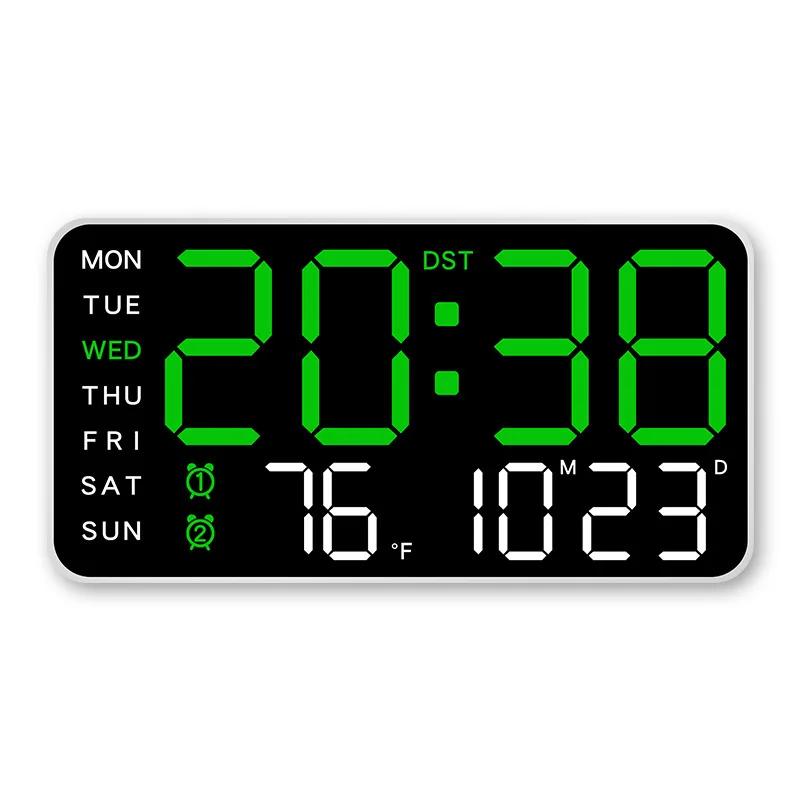 Wall Decor Large Digital Wall Clock Temperature Date Week Display Wall Mounted LED Clock Home and Decoration Clocks Living Room