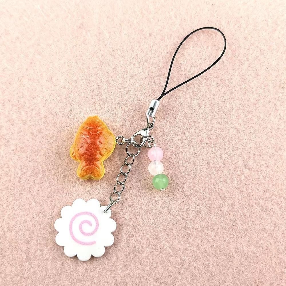 Japanese Fish Cake Keychain Pink Squid Roll Dango Phone Charm Food Taiyaki Pendant  Friends Gift