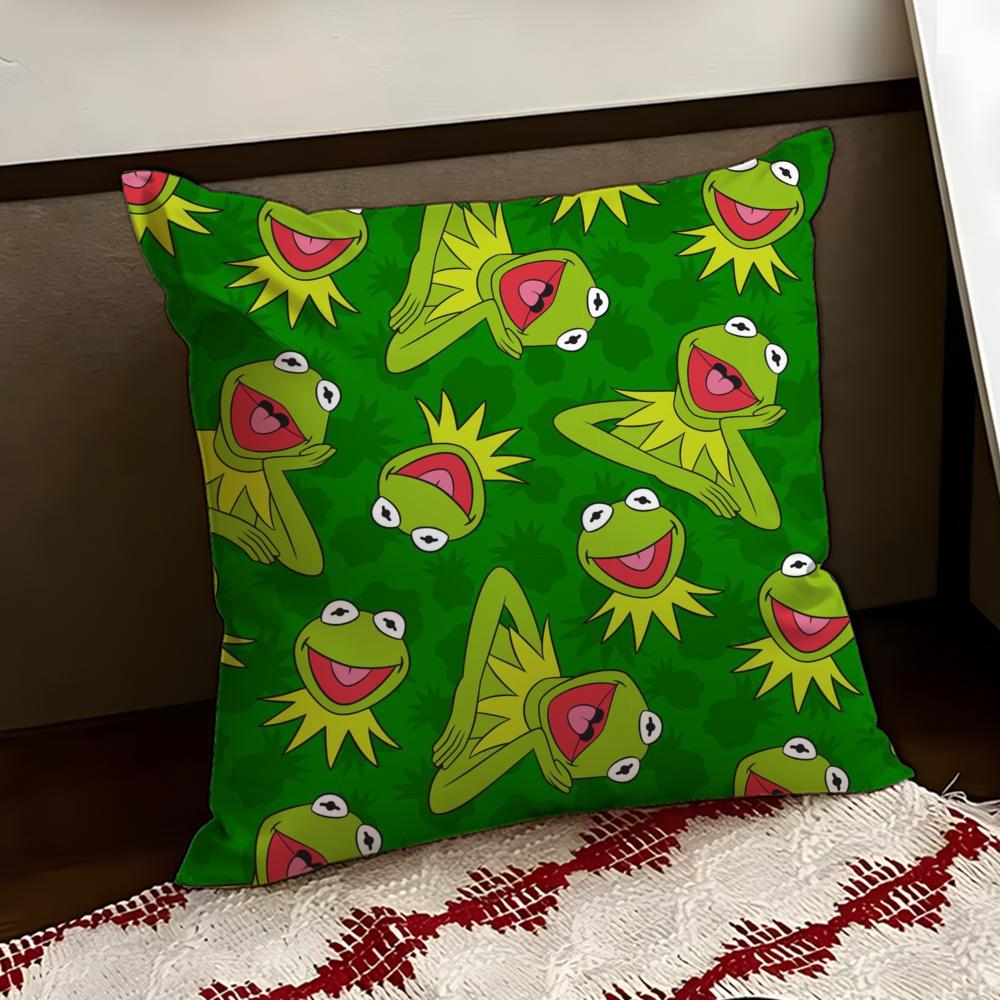 Funny KKermit the Frog Cushion Cover Reversible Soft Durable Pillow Cover Home Car MultiScene Use for Daily Comfort
