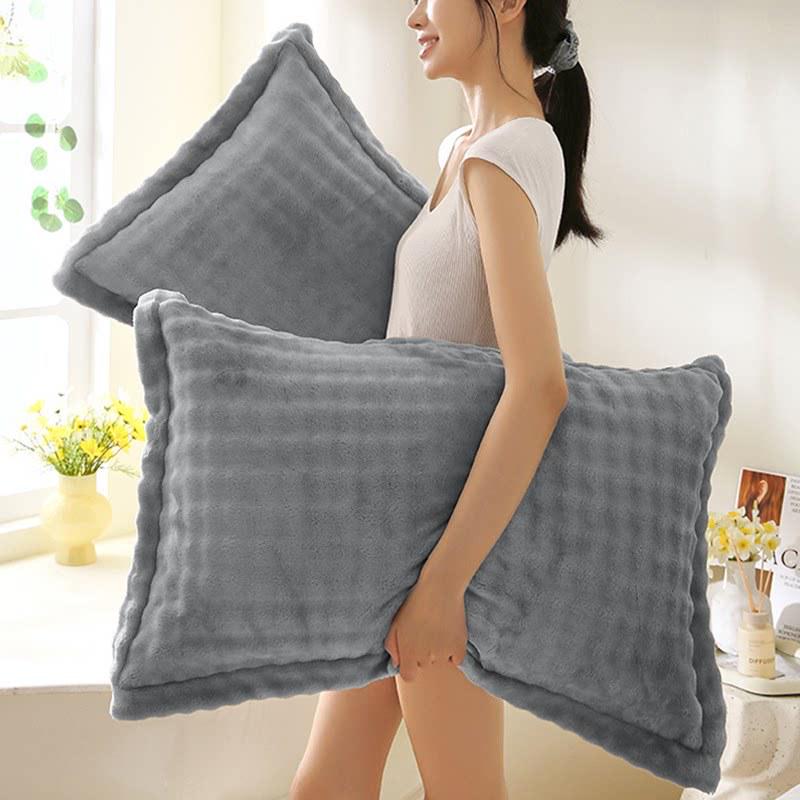 "Crystal Velvet Pillowcase 48x74: Autumn/Winter Quilted Flange, Thick, Warm Milk Velvet"