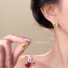 Модный инкрустированный циркон очень блестящий и яркий! Позолоченные 14K цветные серьги-гвоздики с драгоценными камнями серьги