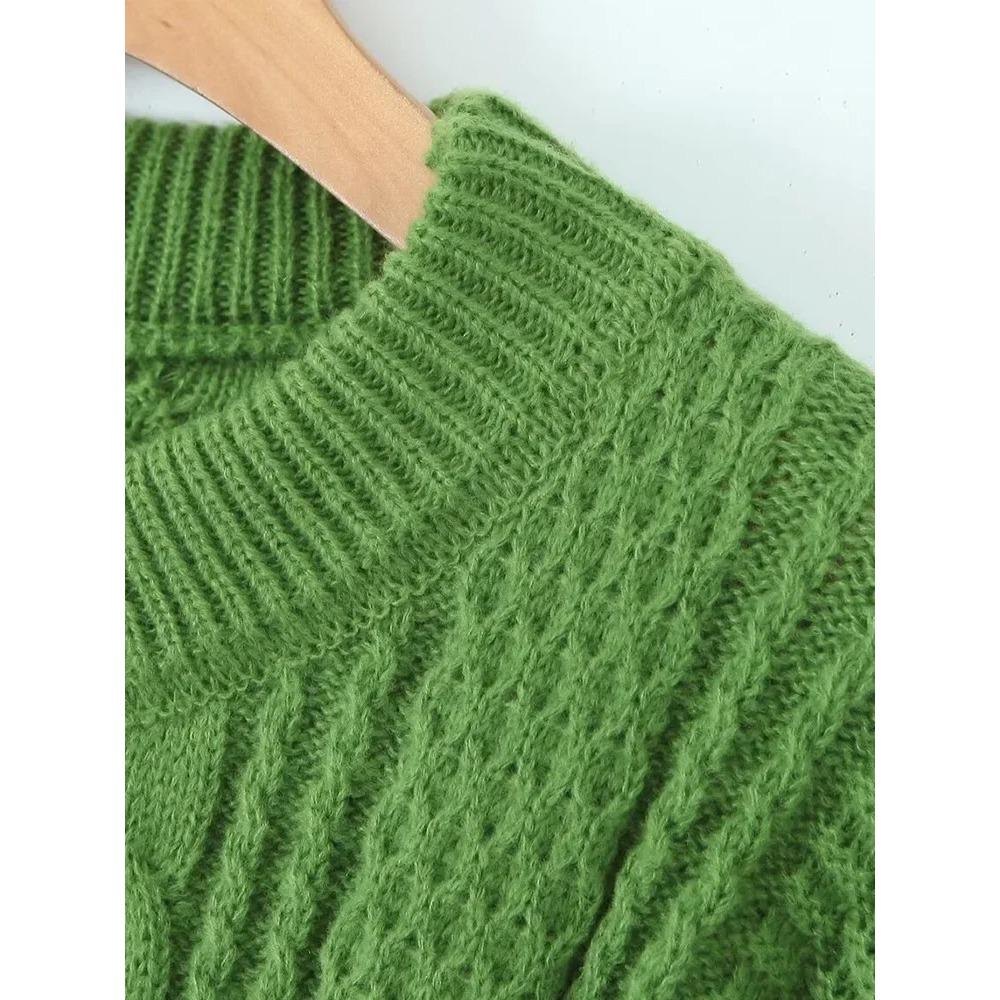 Женский простой повседневный уличный свитер, толстый вязаный свитер, зимний модный свитер с длинным рукавом, жаккардовый свитер, топы, джемперы