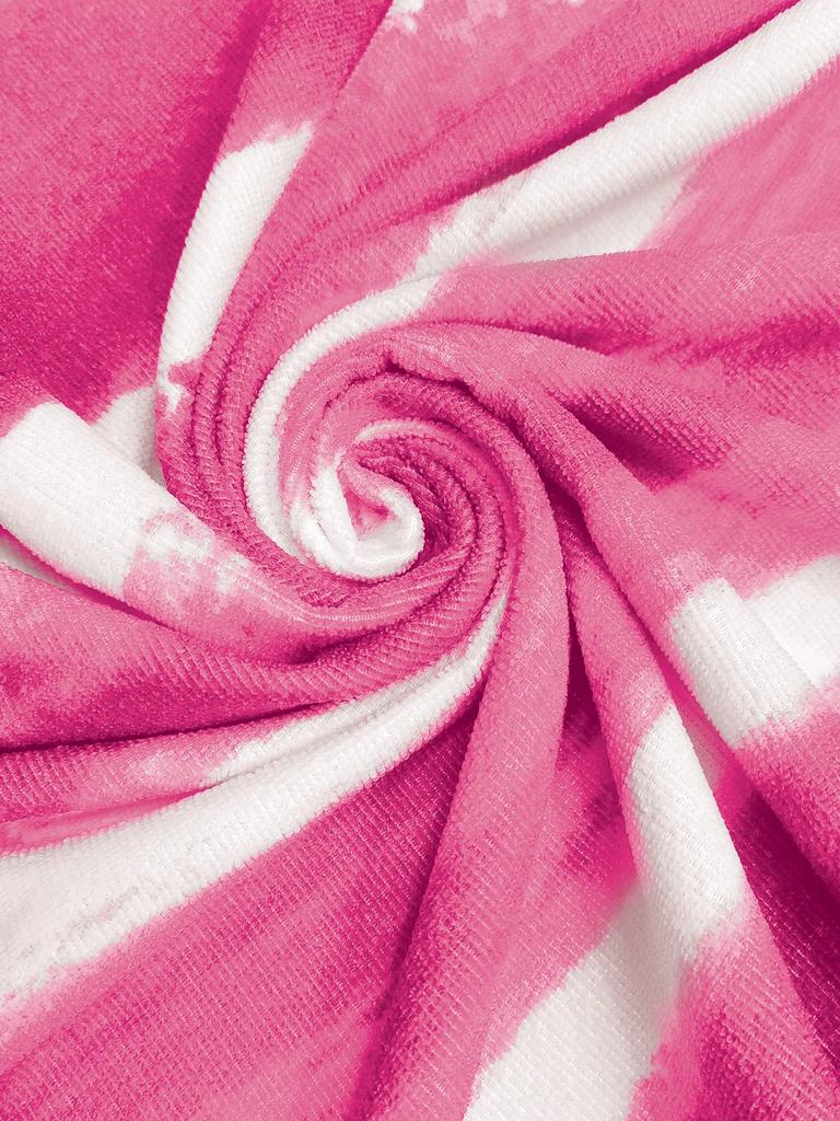 SHENG CHUN Watercolor Stripe Towel, Blue Navy Pink Gray, Soft Microfiber Absorbent for Beach, Pool, Gym & Vacation