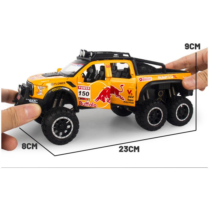 Масштаб 1/28 Ford Raptor F150, литая под давлением модель автомобиля, игрушечный автомобиль с откатным механизмом, звуком и светом для детей, коллекция подарков для мальчиков и девочек