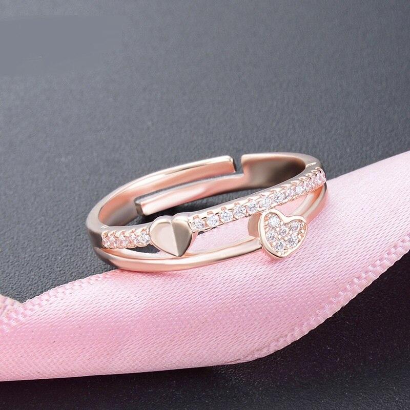 Wedding Sparkling Diamond Ring 925 Sterling Silver Engagement Rings For Women Fine Jewelry Adjustable Ring Gift Wholesale