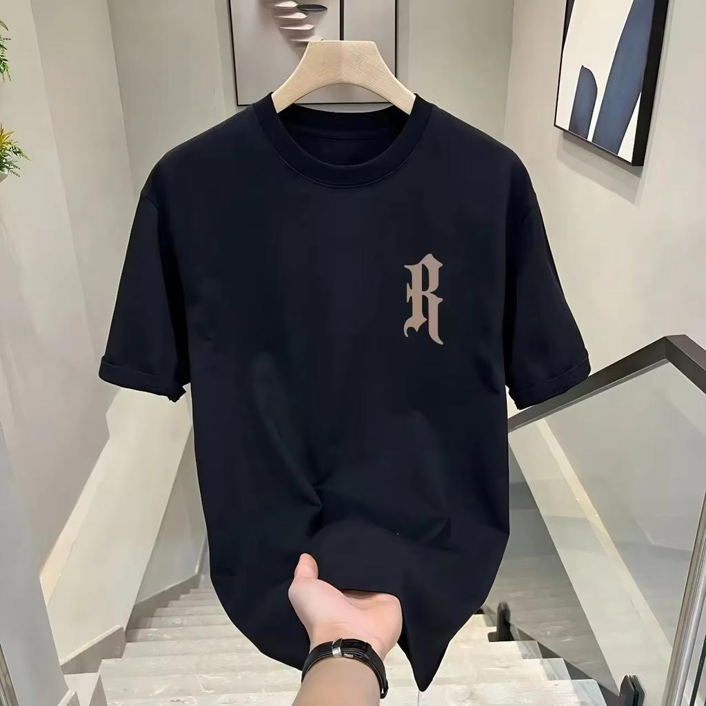 Summer Over Size Ins Printed Pure Cotton T-Shirt Comfortable Breathable and Elastic Sleeve Trendy Casual Tees for Sports