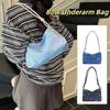 Korean Bow Underarm Bag Blue Women's Handbag Trendy Denim Shoulder Bag  Female