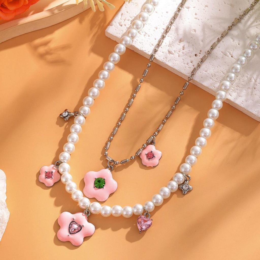 Модное многослойное ожерелье из инкрустированного кирпича с цветочным узором, персонализированное ожерелье из искусственного жемчуга, подарок на свадьбу для дам