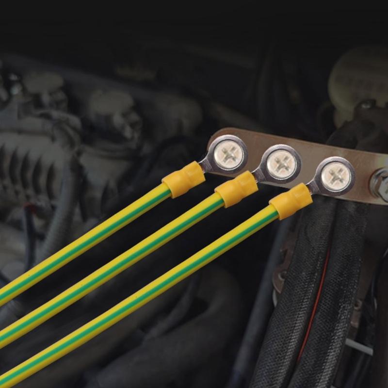 Медная перемычка желто-зеленого цвета, двухцветный заземляющий провод, заземляющий провод для солнечных фотоэлектрических систем с отверстием 9 мм