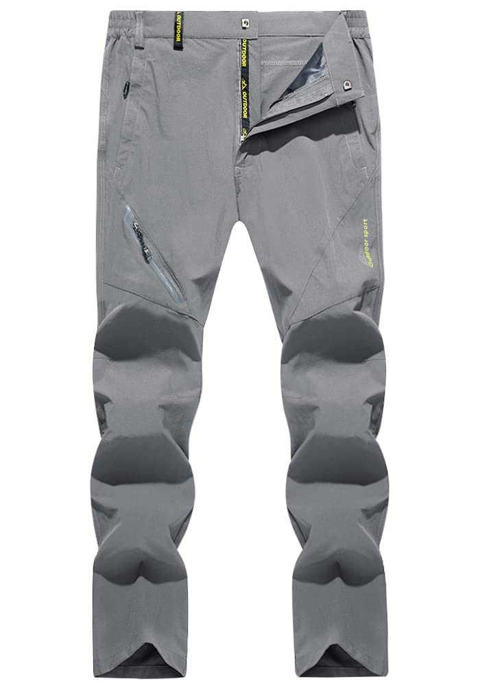 KEFITEVD Men's Hiking Pants, Light Gray, Spring/Autumn, Quick-Drying, Stretch, for Hiking, Climbing, Trekking, Summer, Fishing, and Cycling, Size M