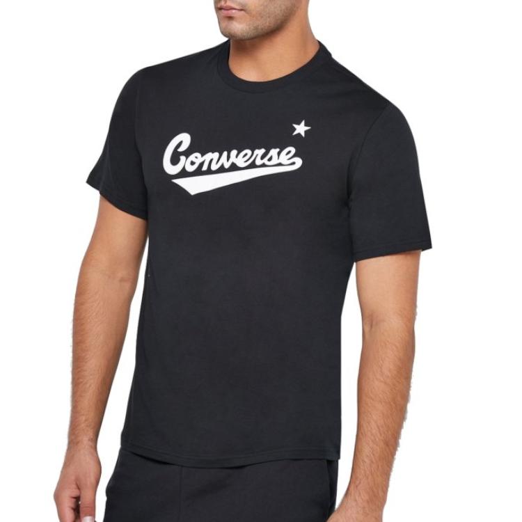 Men's Converse T-Shirts Men's Black Crew Neck Moderate Straight Fit