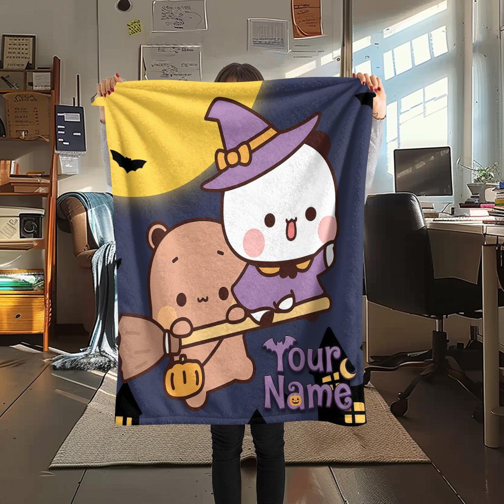 1PC Custom Name PeacHE Goma Patterned Flannel Blanket Suitable For All Seasons for Home Decor Warmth and Comfort Gifts Holiday Present -HE166