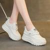 Genuine Leather Chunky Sneakers Wedge Heel Platform Breathable Hollow Casual Shoes New Sneakers Vulcanized