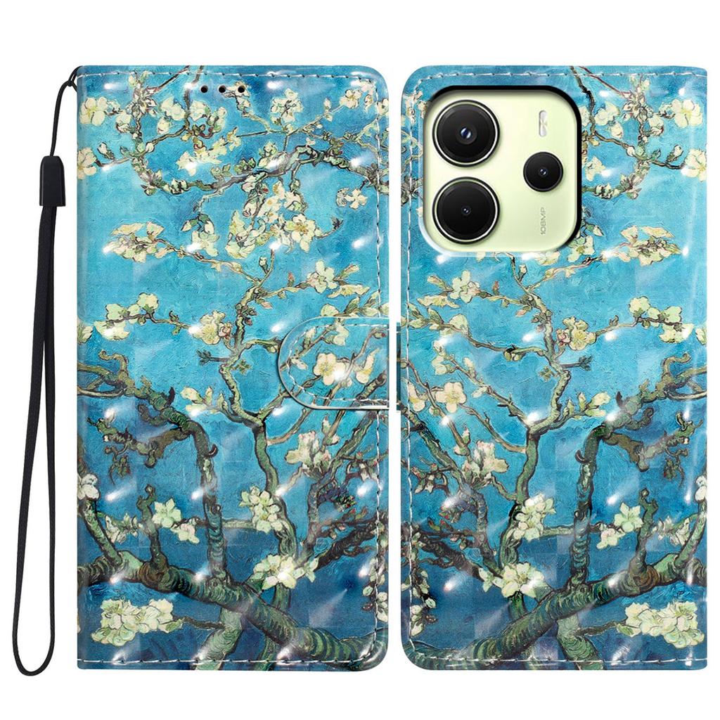 Для Xiaomi Redmi Note 14 4G (163,25 мм) Чехол-кошелек из искусственной кожи с 3D-печатью