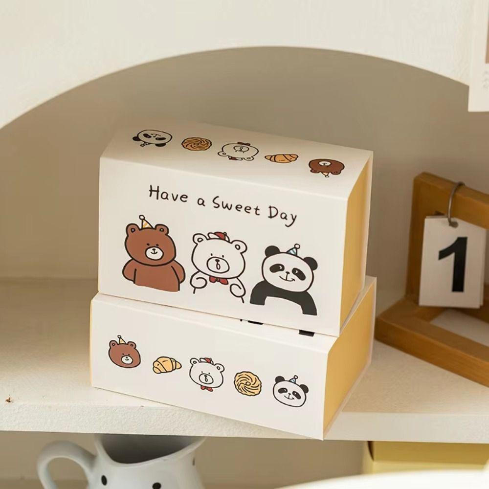 Cartoon Bear Drawer Box DIY Baking Packaging Boxes  for Biscuits Cookies Snowflake Crisps Candies