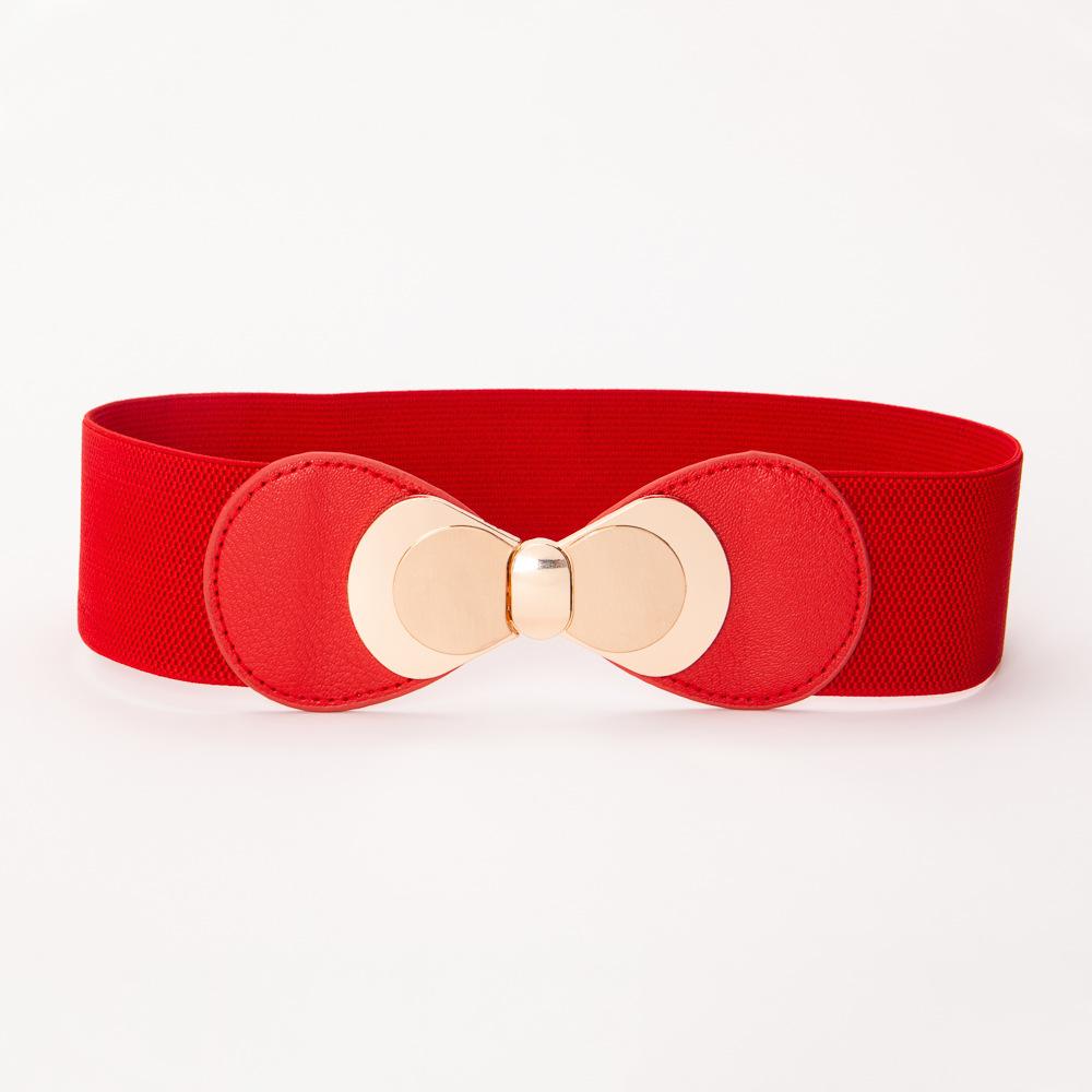 Bow Pair Buckle Elastic Wide Belt Decorative Down Jacket Elastic Waist Seal Slim and Versatile Waist Belt for Women