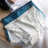 Женские летние тонкие шелковые трусы со средней посадкой, однотонные кружевные лоскутные полупрозрачные нижнее белье, мягкие гладкие трусики
