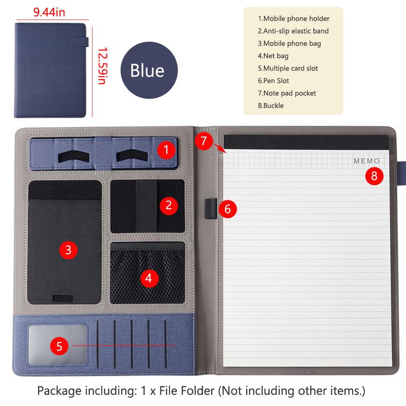 University A4 Leather Padfolio Portfolio Folder Magnetic Clipboard Business Executive Folders Documents Holder Organizer Office