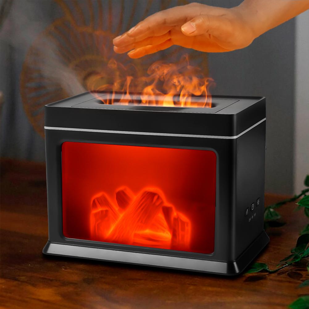 Диффузор эфирного масла Flame для камина, диффузор пламени 300 мл, ароматерапевтический диффузор с низким уровнем шума, диффузор холодного тумана для домашнего офиса