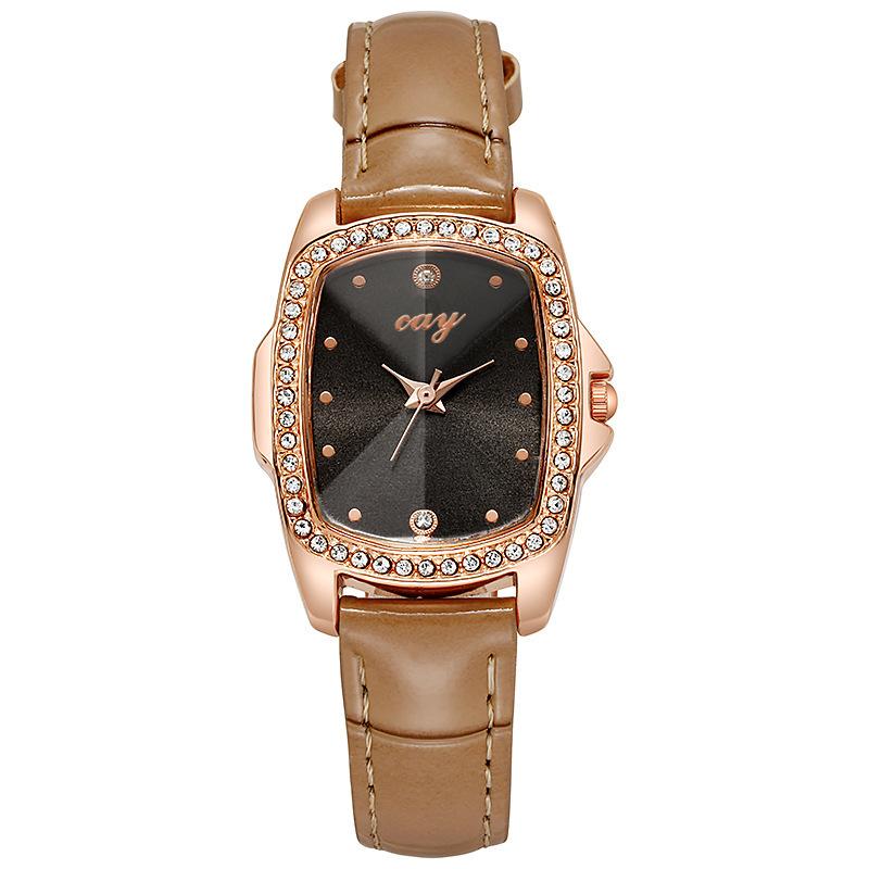 Квадратные часы с кожаной полоской, декоративные наручные часы, модные женские часы с ремешком из бриллиантов, элегантные женские часы с кристаллами в стиле ретро