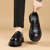 Новый стиль Толстая подошва Чисто черная Удобная обувь На шнуровке Черные туфли Школьная обувь/Рабочая обувь Для мужчин JZ-506-66