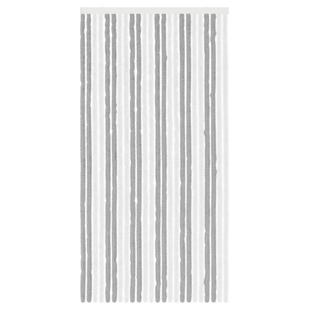 Insect Screen Door Curtain Chenille Grey and White 100 x 200 cm