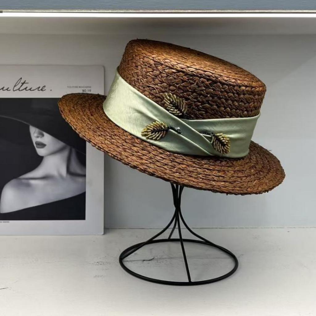 Premium Raffia Straw Cloche Hat Women - UV Sun Protection Summer Vacation Elegant Sun Hat