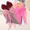 8Colors Elegant Bow Ribbon Hair Clip Women  Solid Satin Spring Clip Ponytail Bow Fashion Simple Hairpin Girls Hair Accessories