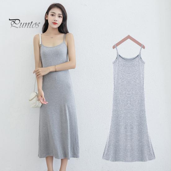 Летний сарафан без рукавов, свободный, однотонный, эластичный, с открытой спиной, круглым вырезом, трапециевидной формы, внутренняя одежда, верхняя одежда, платье-миди, повседневное платье-комбинация