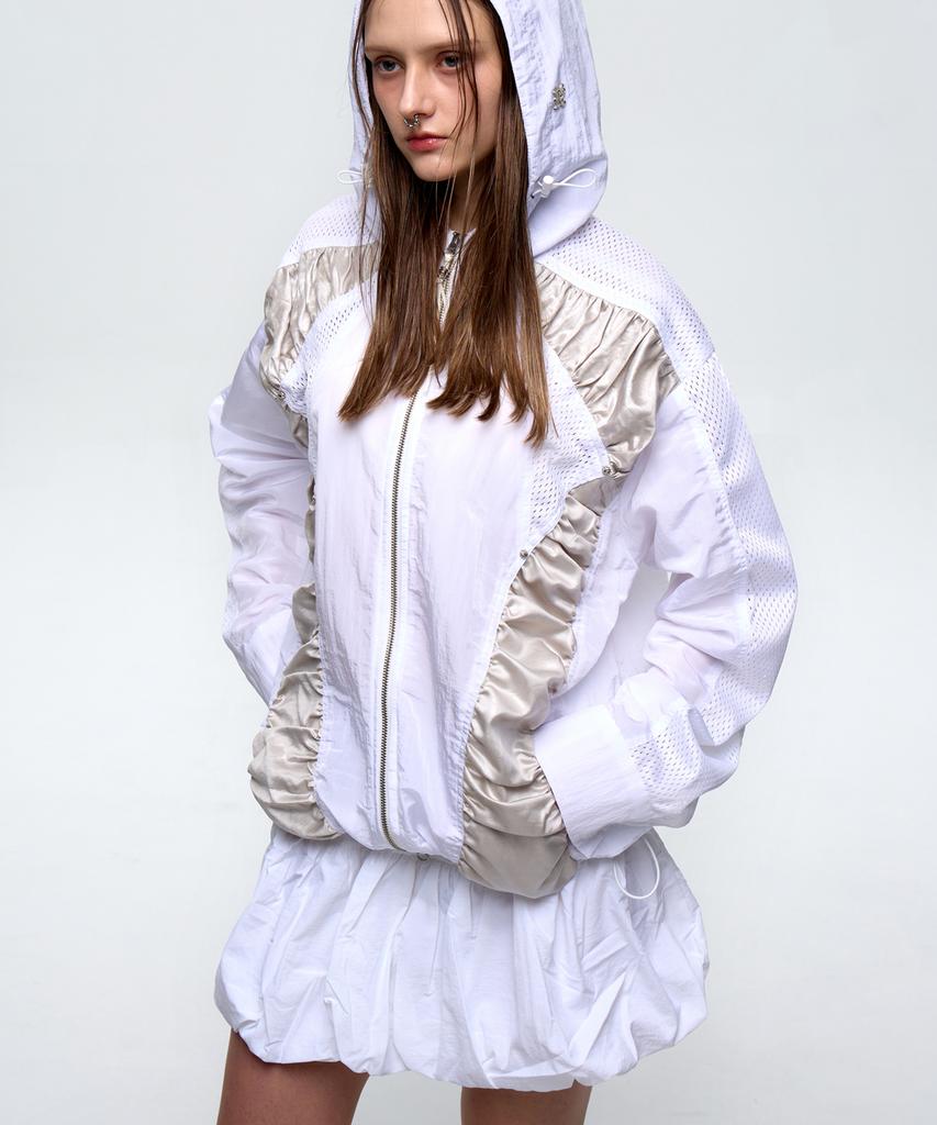 Rssc Curvy Incision Wrinkle Windbreaker - White