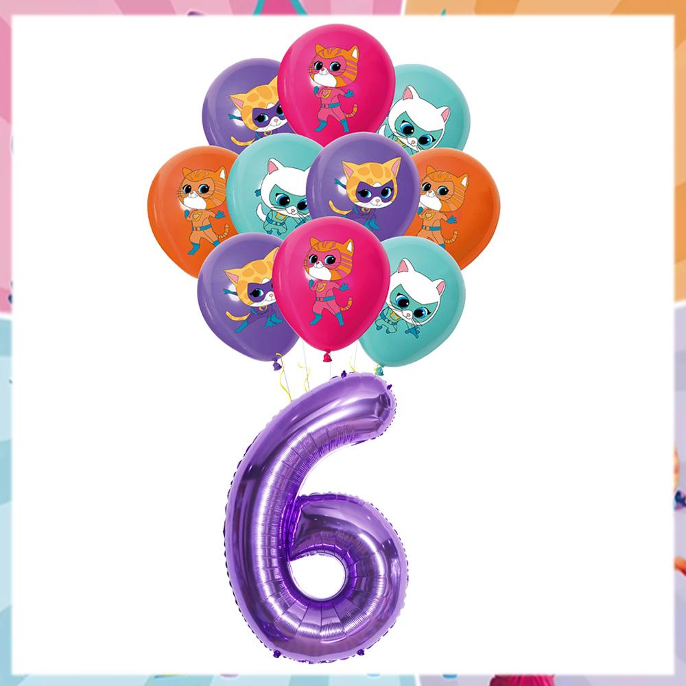 Superkitties Birthday Balloons Party Decorations Napkins Cake Topper Party Supplies Baby Shower Child Birthday Party Favors