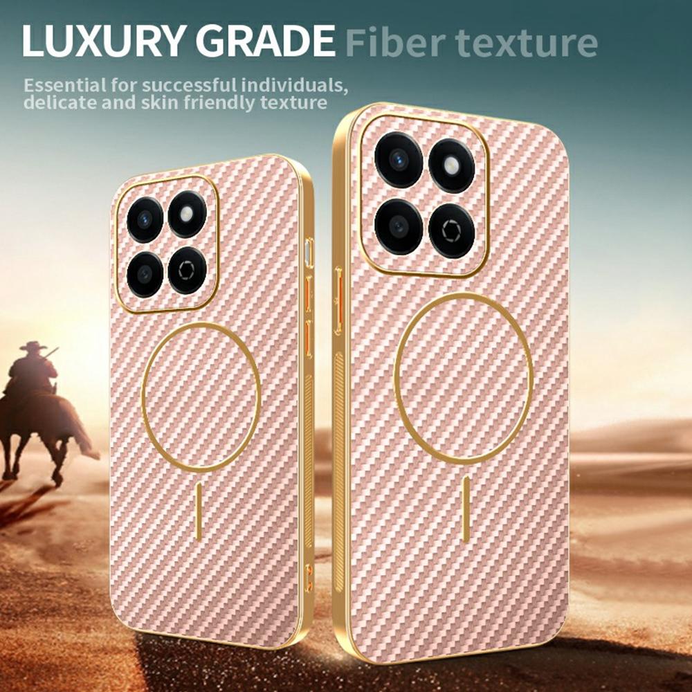 For Honor 200 Smart 5G/X7c 4G Phone Case Carbon Fiber Textured Electroplated TPU Back Cover