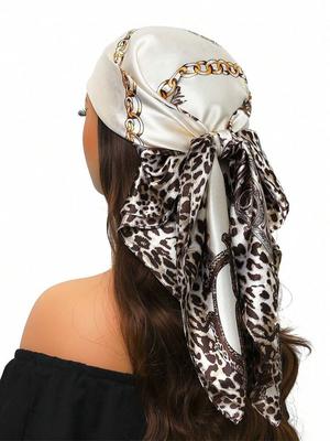 New Spring and Summer Design Leopard 90cm Women Scarf Sunscreen Foulard Shawl Hijab Female Hair Hijab Wraps Neckerchief Bandanda